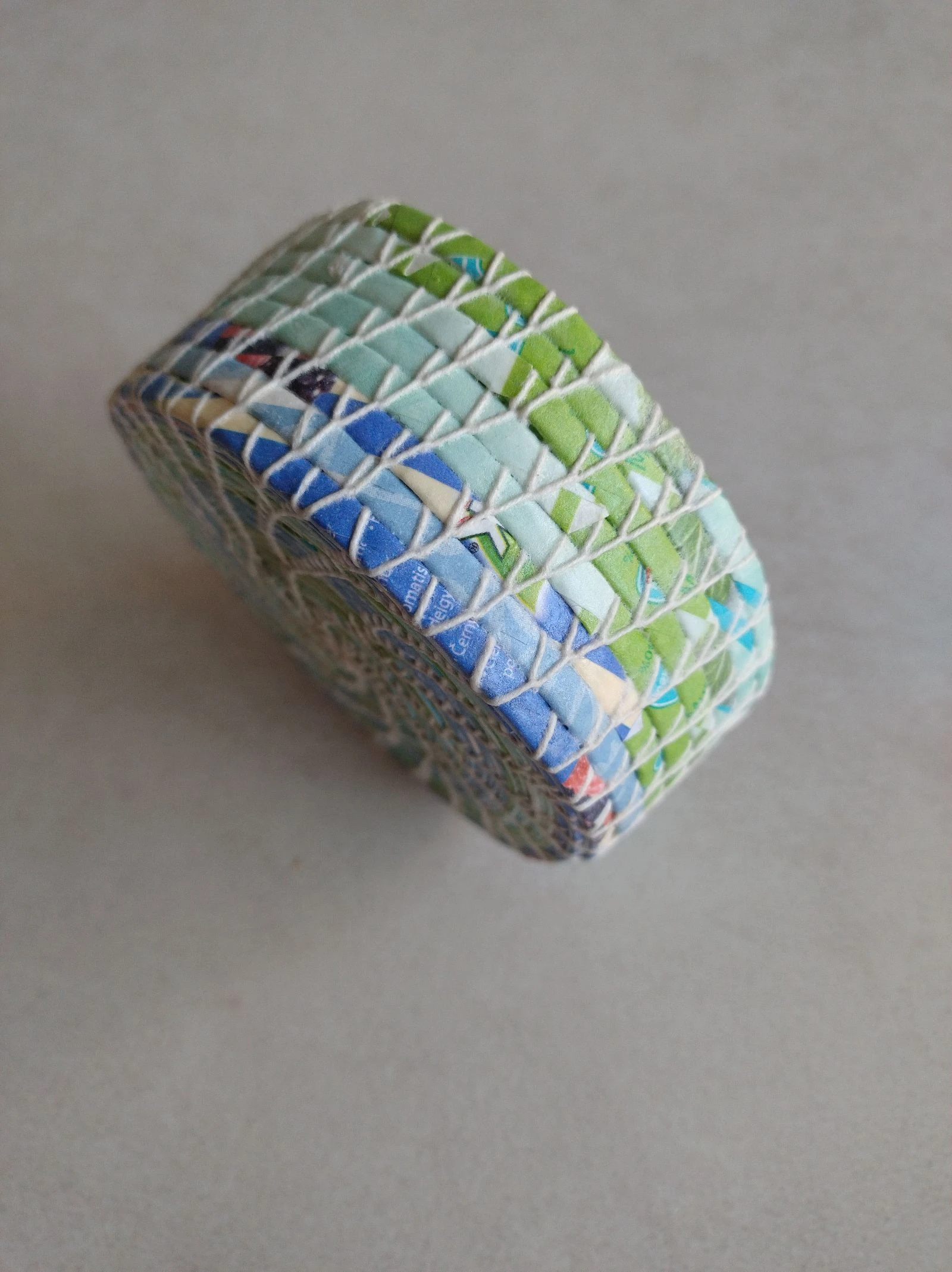 Basket made from tea bags, handmade, sewn with cotton thread – photo 2